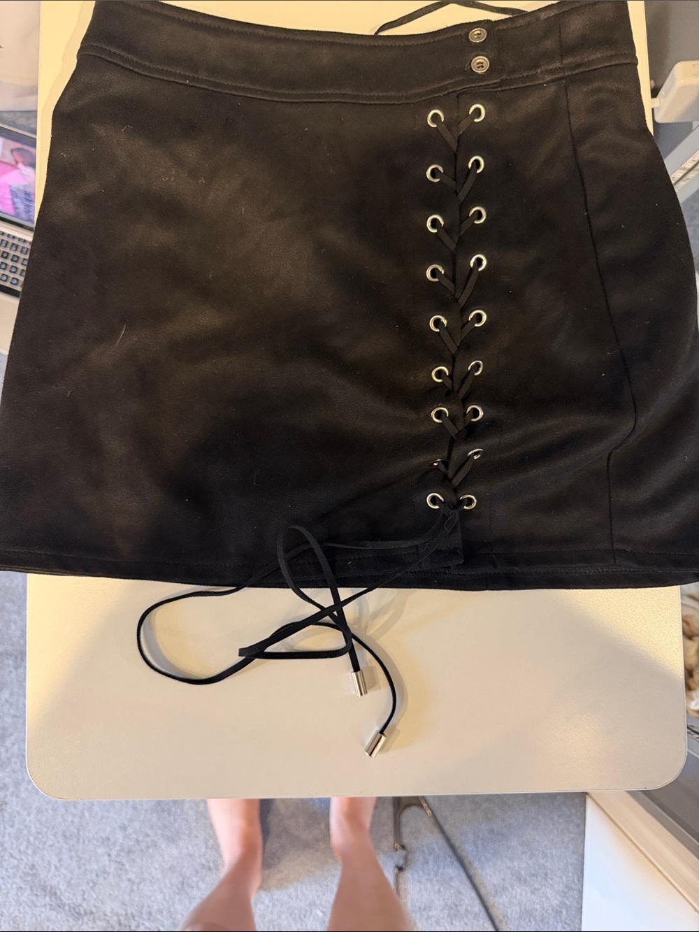 Black Lace-Up Mini Skirt